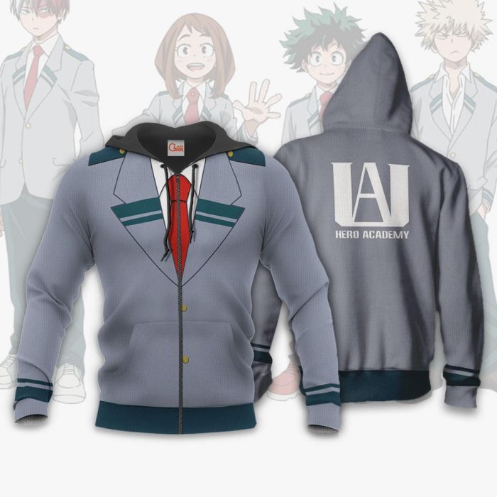 1124 AOP My Hero Academia Uniform VA 1 Zip hoodie font and back n - My Hero Academia Store