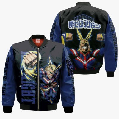 1201 AOP My Hero Academia Characters VA All Might 4 Bomber jacket front and back - My Hero Academia Store