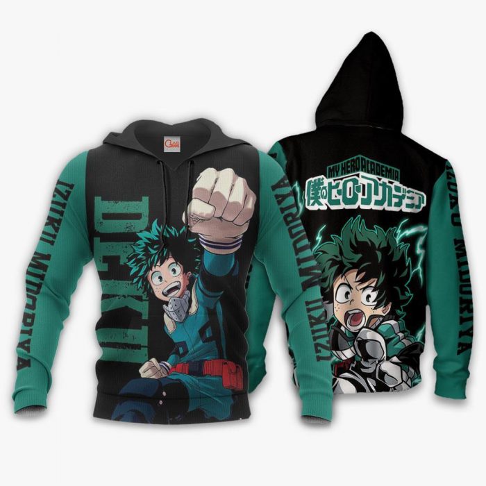 1201 AOP My Hero Academia Characters VA Izuku Midoriya 2 hoodie font and back - My Hero Academia Store