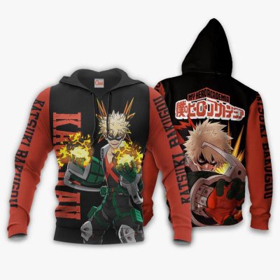 1201 AOP My Hero Academia Characters VA Katsuki Bakugou 2 hoodie font and back - My Hero Academia Store