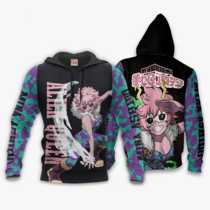 1201 AOP My Hero Academia Characters VA Mina Ashido 2 hoodie font and back - My Hero Academia Store