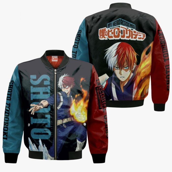 1201 AOP My Hero Academia Characters VA Shoto Todoroki 4 Bomber jacket front and back - My Hero Academia Store