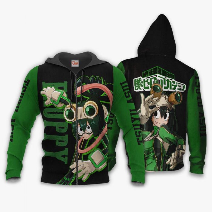 1201 AOP My Hero Academia Characters VA Tsuyu Asui Froppy 1 Zip hoodie font and back n - My Hero Academia Store