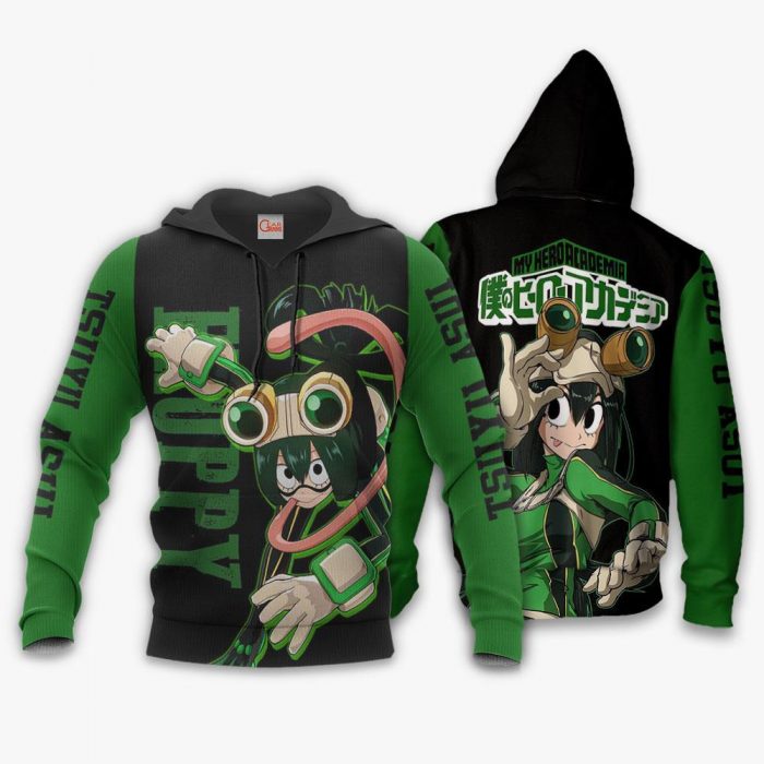 1201 AOP My Hero Academia Characters VA Tsuyu Asui Froppy 2 hoodie font and back - My Hero Academia Store