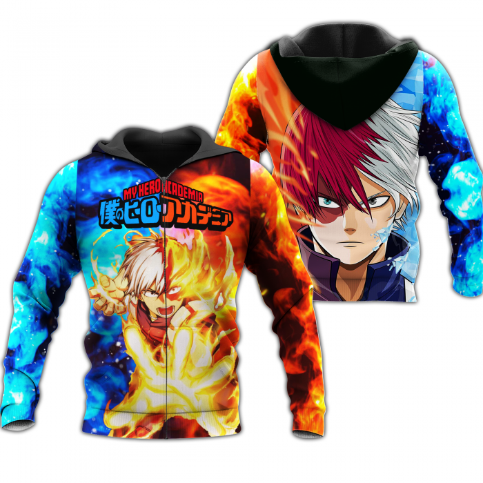 shoto todoroki zip hoodie my hero academia anime shirt fan gift ha06 gearanime - My Hero Academia Store