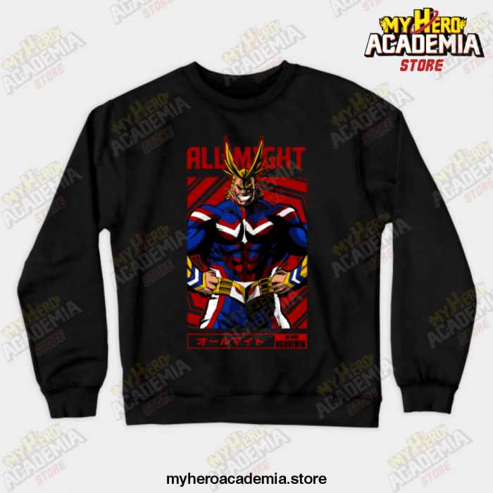 All Might My Hero Academia Anime Design Crewneck Sweatshirt Black / S