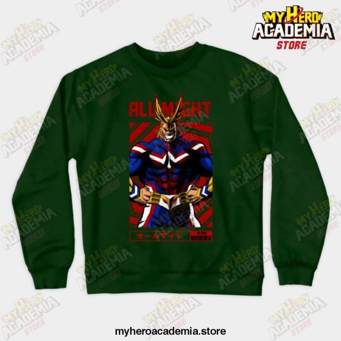 All Might My Hero Academia Anime Design Crewneck Sweatshirt Green / S