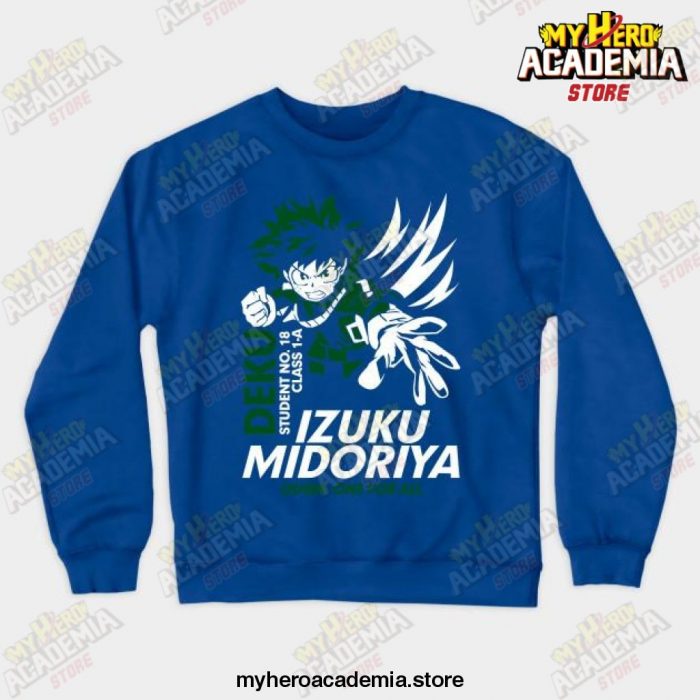 Boku No Hero Academia - Izuku Midoriya Deku Crewneck Sweatshirt Blue / S