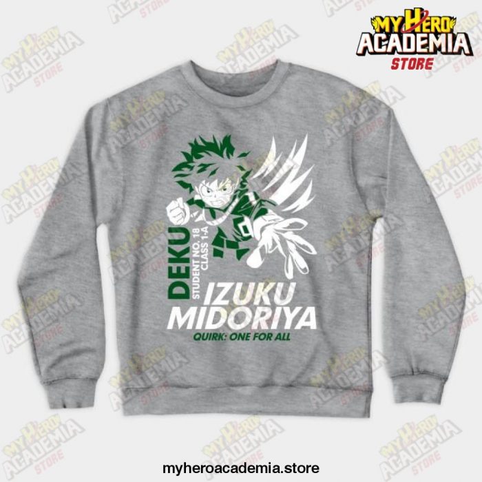 Boku No Hero Academia - Izuku Midoriya Deku Crewneck Sweatshirt Gray / S