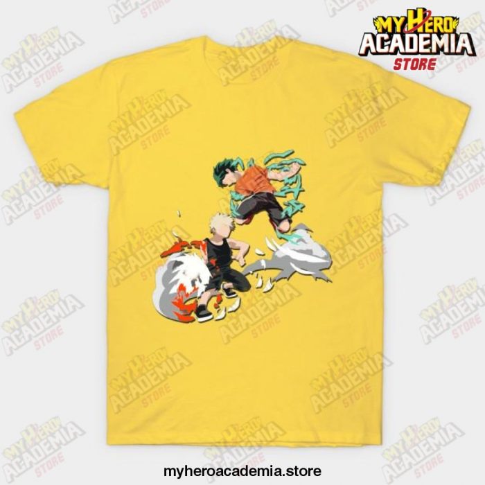 Boku No Hero Bakugo And Midoriya T-Shirt Yellow / S