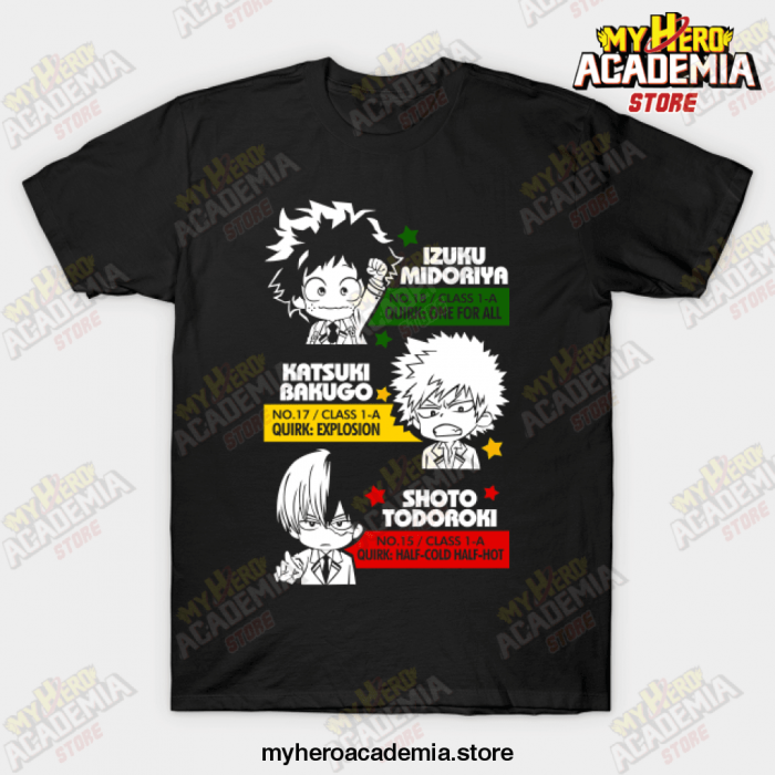 Deku Kachan And Todoroki T-Shirt Black / S