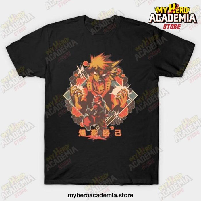 Floral Katsuki Bakugo T-Shirt Black / S