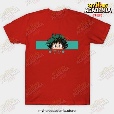 Mha Midoriya Izuku Anime T-Shirt Red / S