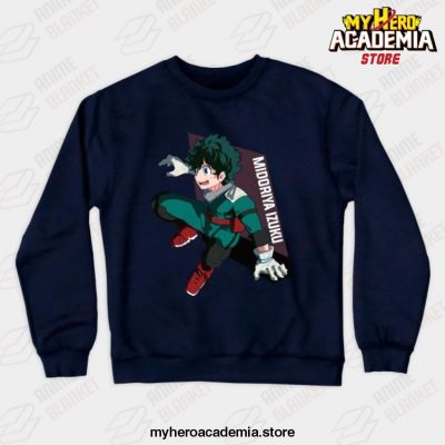 Midoriya Izuku Deku Bnha Crewneck Sweatshirt Navy Blue / M