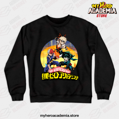 Ua Students Midoriya Bakugou Todoroki Shoto Crewneck Sweatshirt Black / S