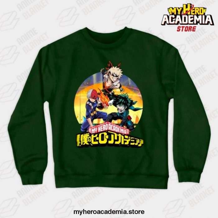 Ua Students Midoriya Bakugou Todoroki Shoto Crewneck Sweatshirt Green / S