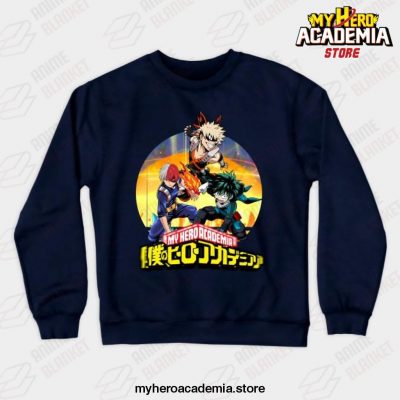 Ua Students Midoriya Bakugou Todoroki Shoto Crewneck Sweatshirt Navy Blue / M