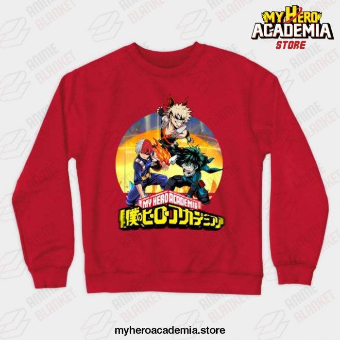 Ua Students Midoriya Bakugou Todoroki Shoto Crewneck Sweatshirt Red / S