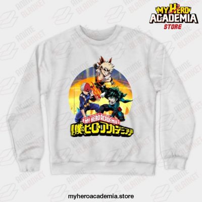 Ua Students Midoriya Bakugou Todoroki Shoto Crewneck Sweatshirt White / S