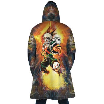 Blazing Bakugo My Hero Academia AOP Hooded Cloak Coat BACK Mockup - My Hero Academia Store