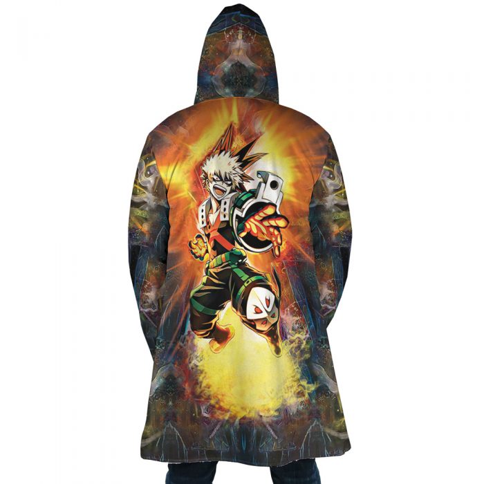 Blazing Bakugo My Hero Academia AOP Hooded Cloak Coat BACK Mockup - My Hero Academia Store