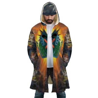 Blazing Bakugo My Hero Academia AOP Hooded Cloak Coat FRONT Mockup - My Hero Academia Store