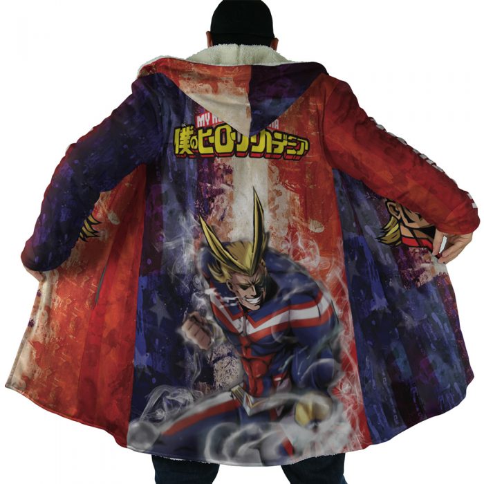 Trippy All Might MHA AOP Hooded Cloak Coat NO HOOD Mockup 1 - My Hero Academia Store