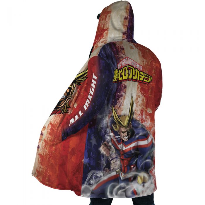 Trippy All Might MHA AOP Hooded Cloak Coat SIDE Mockup 1 - My Hero Academia Store