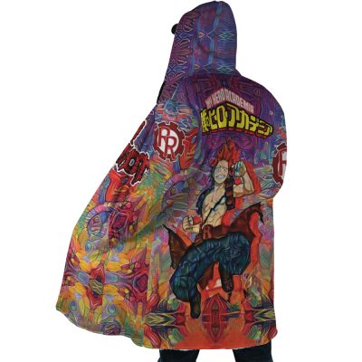 Trippy Kirishima Red Riot MHA AOP Hooded Cloak Coat SIDE Mockup - My Hero Academia Store