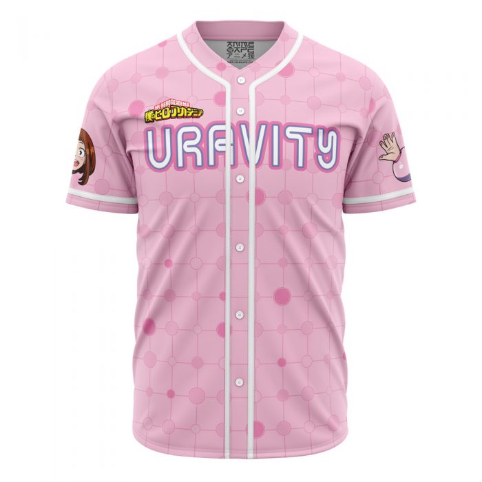 Uraraka Ochako MHA AOP Baseball Jersey FRONT Mockup - My Hero Academia Store