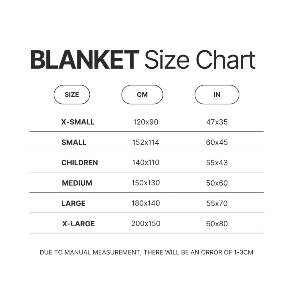 Blanket Size Chart - My Hero Academia Store