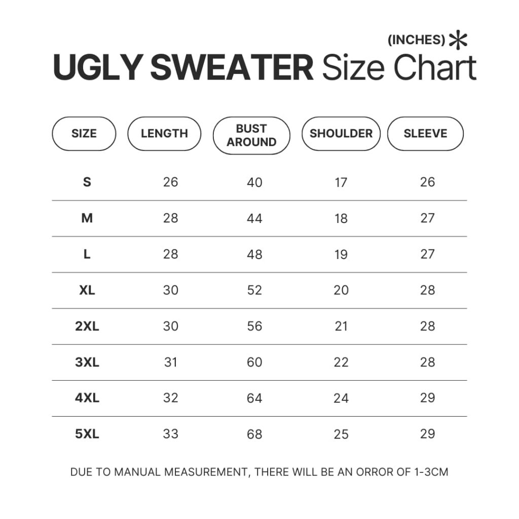 Ugly Sweater Size Chart - My Hero Academia Store