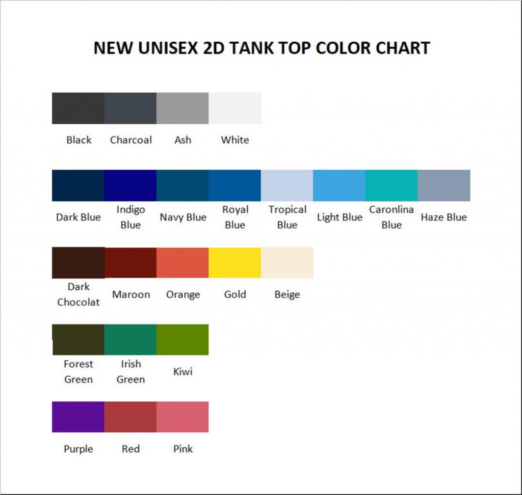 tank top color chart - My Hero Academia Store